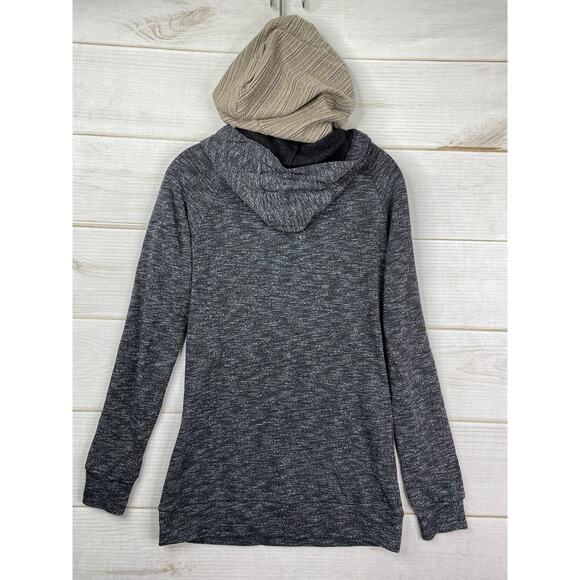 Ampersand Avenue Hoodie Womens S Black Aztec Double Hood Long Sleeve Sweatshirt - Picture 9 of 11